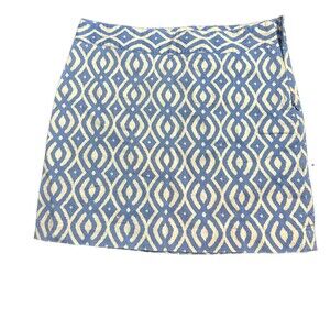 WOMENS SIZE 8 VINEYARD VINES Blue & White MINI SKIRT Geo Print Side Zip Lined